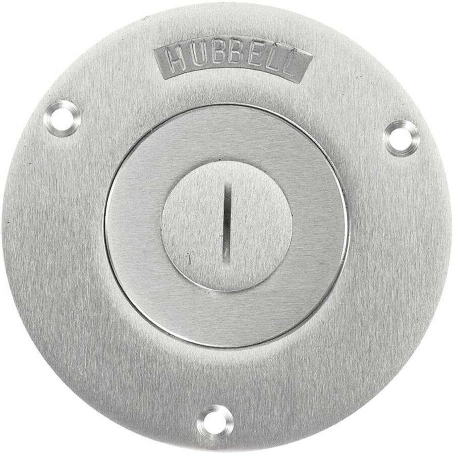 Hubbell Wiring Device-Kellems 1-Gang Cover, Round, Combination 2-1/8"X 3/4" Threaded Opening, Aluminum