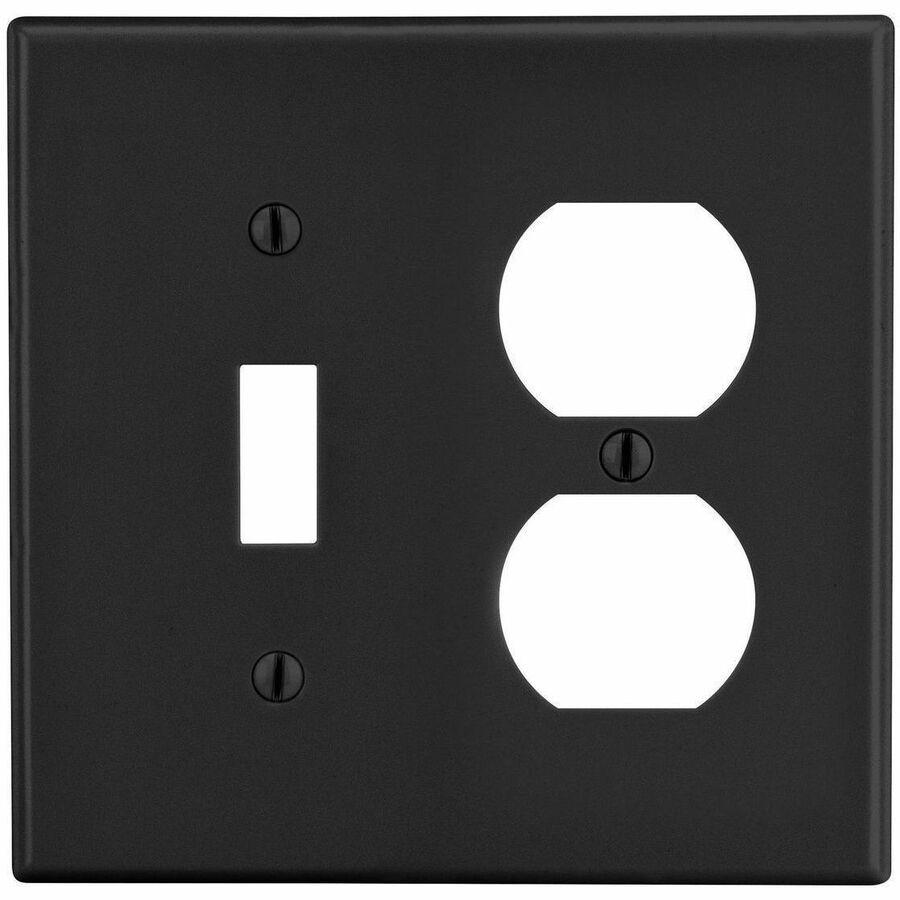 Bryant Wallplate, 2-Gang, 1) Duplex 1) Toggle, Black