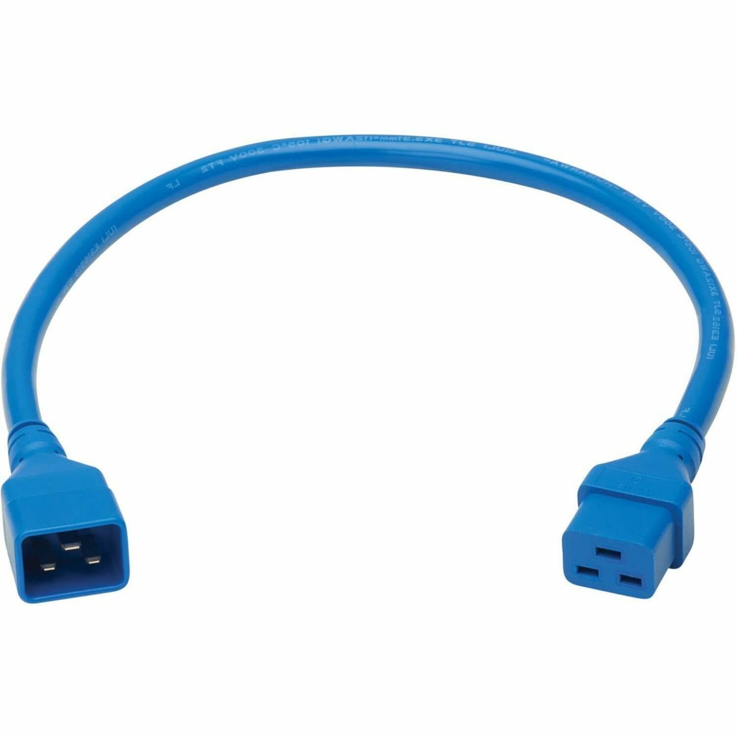 Eaton Tripp Lite Series Power Extension Cord, C20 to C19 - Heavy-Duty, 20A, 250V, 12 AWG, 2 ft. (0.6 m), Blue