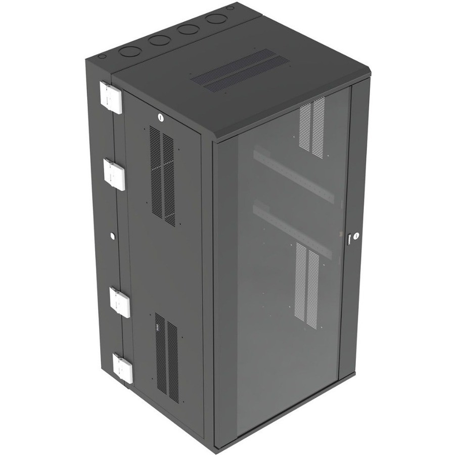 PanZone Wall Mount Cabinet, 26RU, 25" Depth, Windowed Door, Black
