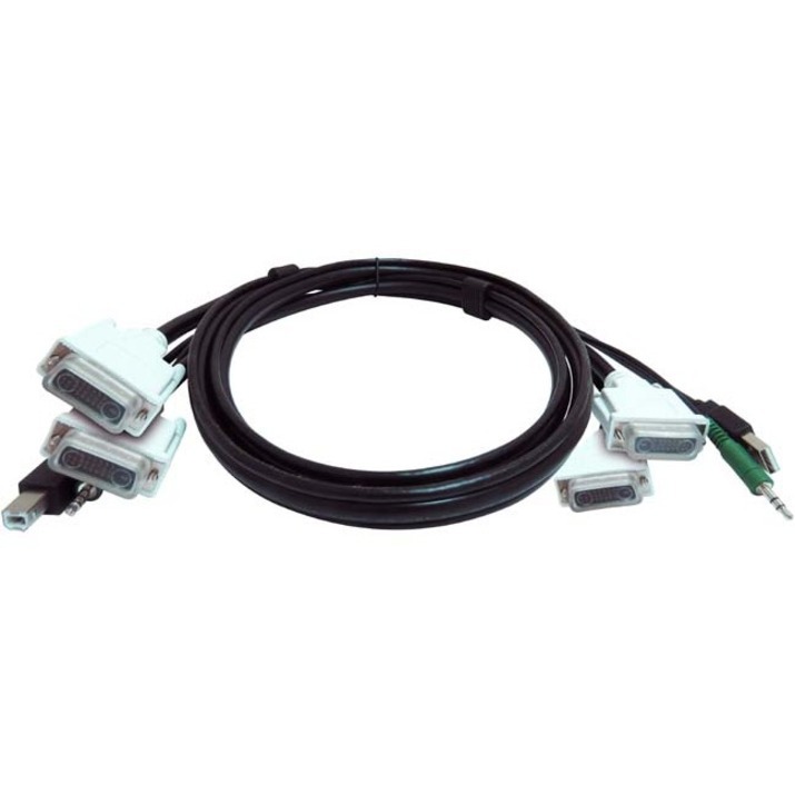 Black Box Secure KVM Cable - Each end (1) USB, (1) or (2) Dual-Link DVI, (1) 3.5mm Audio