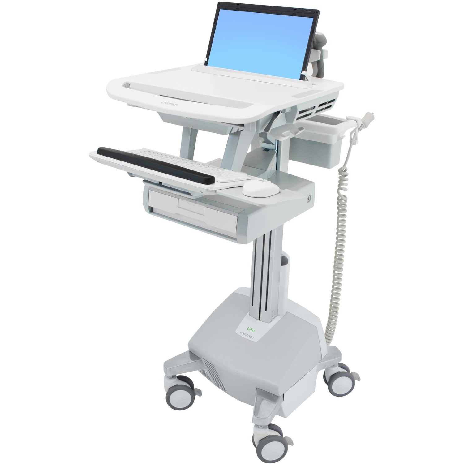 Ergotron StyleView - Cart - Constant Force Technology - For Notebook / Keyboard / Mouse - LiFe Powered, Drawer (1X1), Uk - Lockable - Medical - Aluminium, Zinc-Plated Steel, High-Grade Plastic - Scree