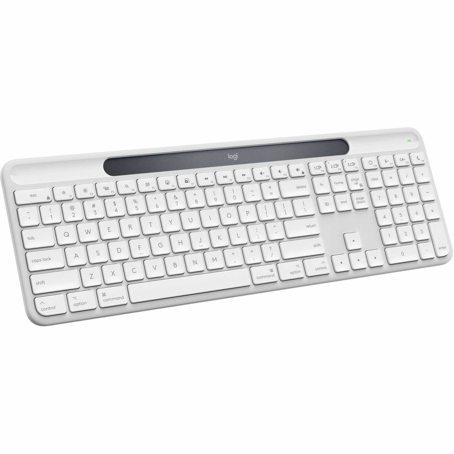 Logitech Signature Slim Solar+ keyboard for Mac, solar and artificial light powered, durable battery that lasts up to 10 years, customizable keys, Bluetooth, White