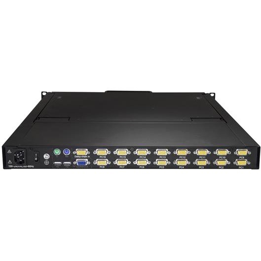 StarTech.com 16 Port Rackmount KVM Console w/ Cables - Integrated KVM Switch w/ 19" LCD - 1U LCD KVM Drawer 50000 MTBF - USB + VGA Support