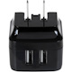 StarTech.com Travel USB Wall Charger - 2 Port - Black - Universal Travel Adapter - International Power Adapter - USB Charger