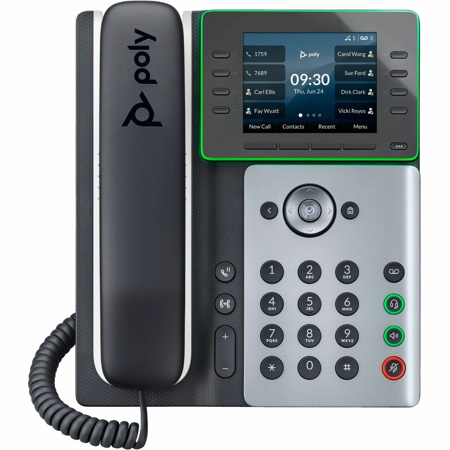 Poly Edge E350 IP-telefoon - Bedraad - Bedraad/draadloos - Wi-Fi, Bluetooth, NFC - 3 Multiple Conferencing - Desktop, Op muur monteerbaar - Zwart - TAA Compliant