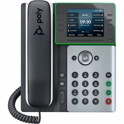 Poly Edge E350 IP Phone - Corded - Corded/Cordless - Wi-Fi, Bluetooth, NFC - 3 Multiple Conferencing - Desktop, Wall Mountable - Black - TAA Compliant