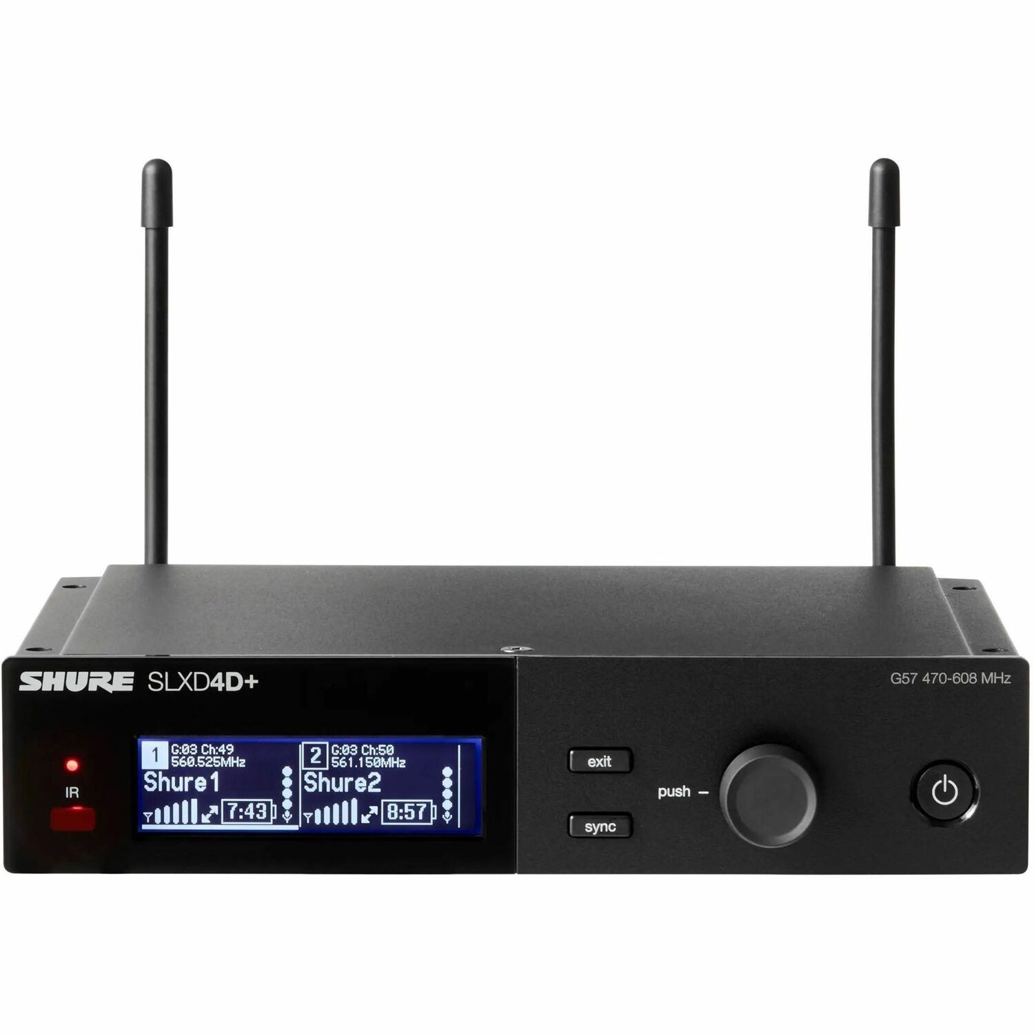 Shure SLXD4D+ Digital 2-Channel Wireless Receiver (1/2 Rack) With 24 Bit/48 KHZ Audio