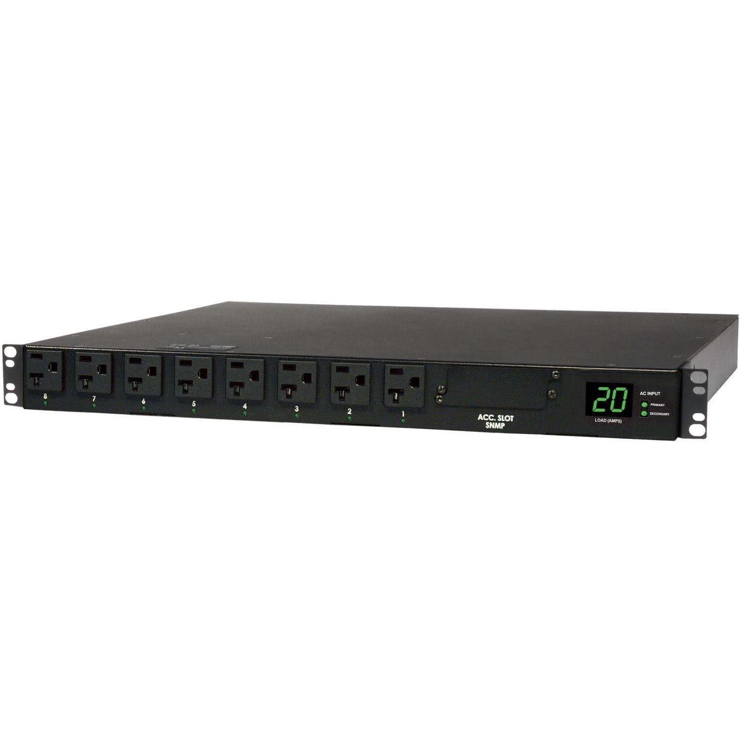 Eaton Tripp Lite Series 1.9kW Single-Phase Local Metered Automatic Transfer Switch PDU, 2 120V L5-20P / 5-20P Inputs, 16 5-15/20R Outputs, 1U, TAA