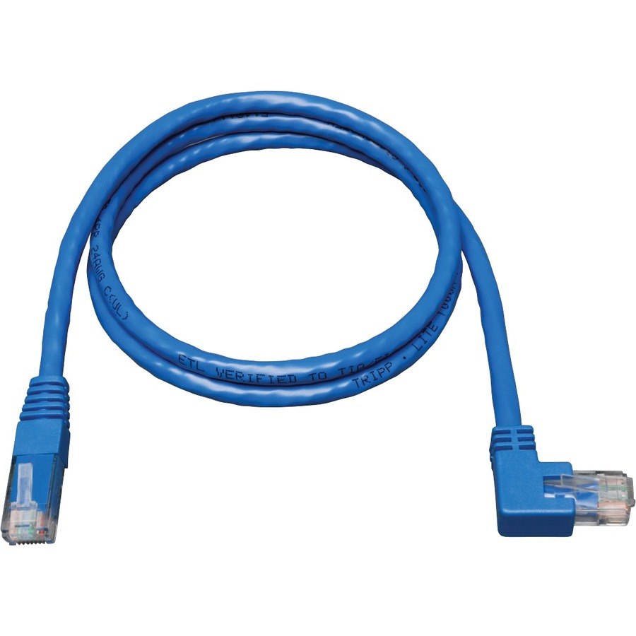 Eaton Tripp Lite Series Right-Angle Cat6 Gigabit Molded UTP Ethernet Cable (RJ45 Right-Angle M to RJ45 M), Blue, 10 ft. (3.05 m)