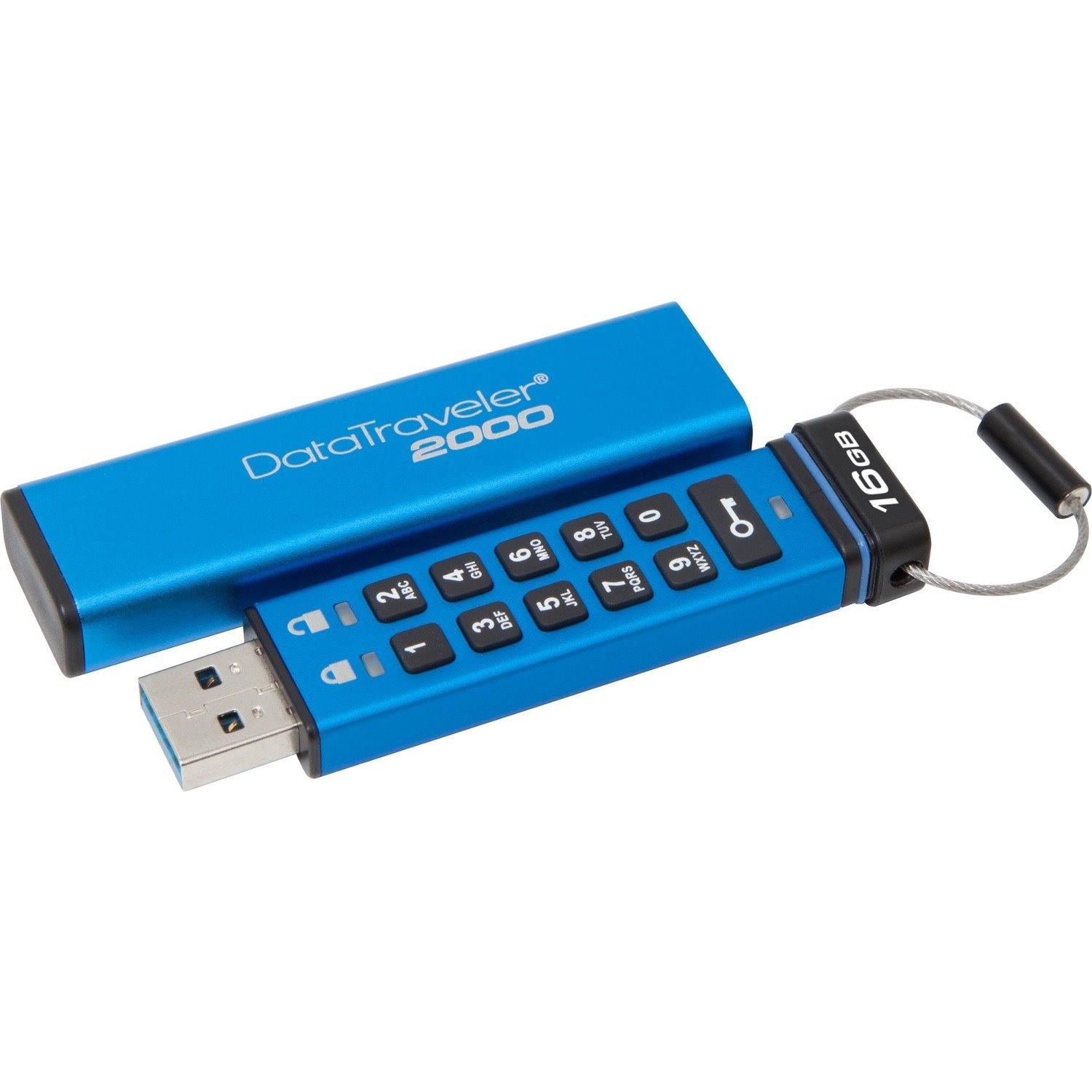 Kingston DataTraveler 2000 DT2000 16 GB USB 3.1 Flash Drive - Blue - 256-bit AES