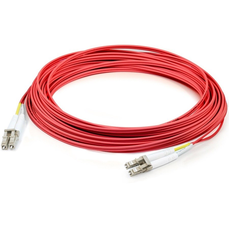 AddOn 50m LC to LC Red OM1 Duplex OFNP (Plenum-Rated) Fiber Patch Cable