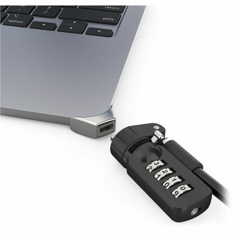 Compulocks Ledge Lock Adapter for MacBook Air 15" M2 and M3 with Combination Cable Lock Silver