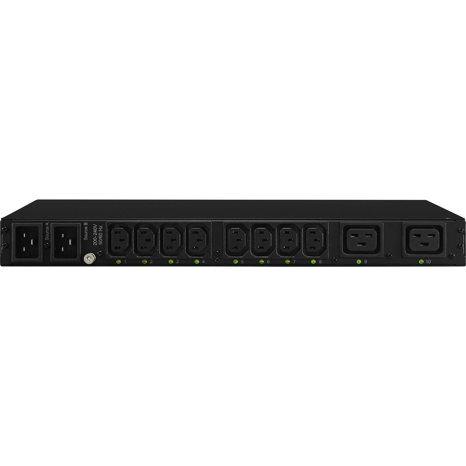 CyberPower PDU20SWHVIEC10ATNET Switched ATS PDU 200-240V 20A 1U 10-Outlets (2) IEC C20