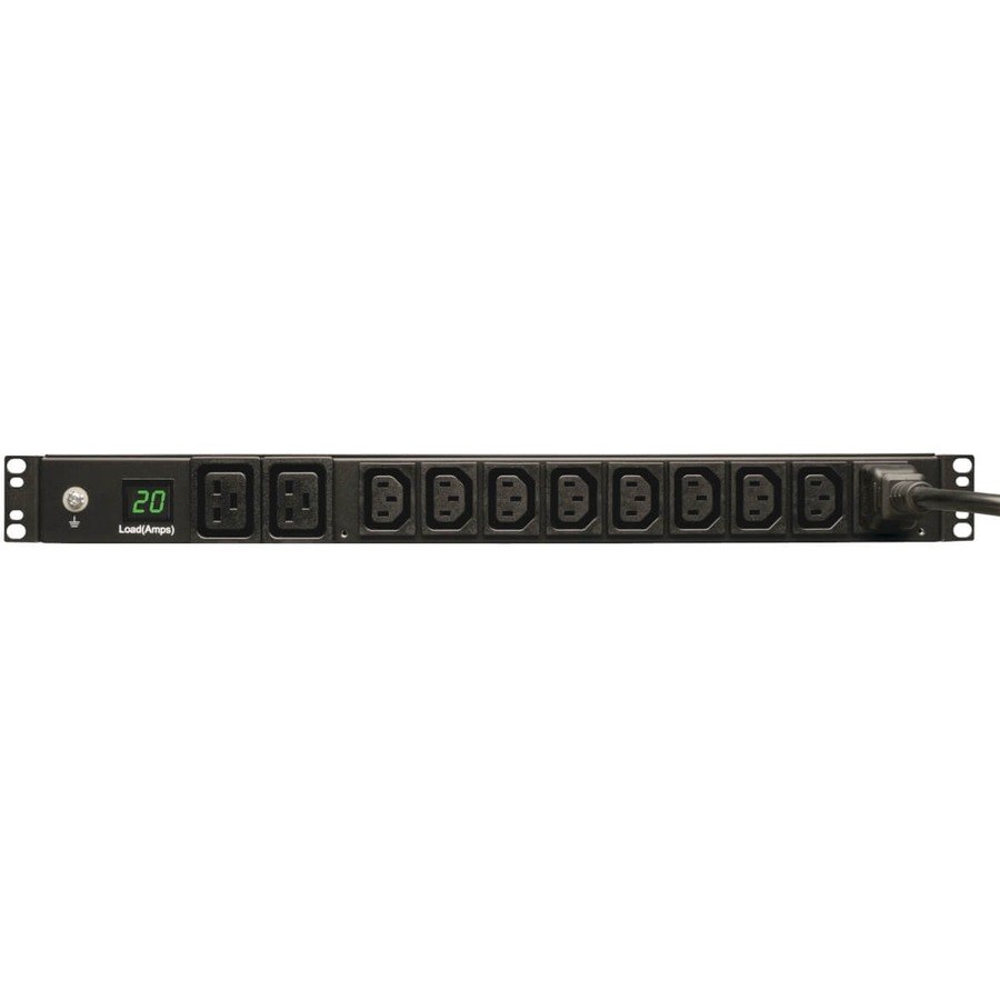 Eaton Tripp Lite Series 3.7kW Single-Phase Local Metered PDU, 208/230V (8 C13 & 2 C19), C20 / L6-20P Adapter, 12 ft. (3.66 m) Cord, 1U Rack-Mount, TAA