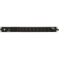 Eaton Tripp Lite Series 3.7kW Single-Phase Local Metered PDU, 208/230V (8 C13 & 2 C19), C20 / L6-20P Adapter, 12 ft. (3.66 m) Cord, 1U Rack-Mount, TAA