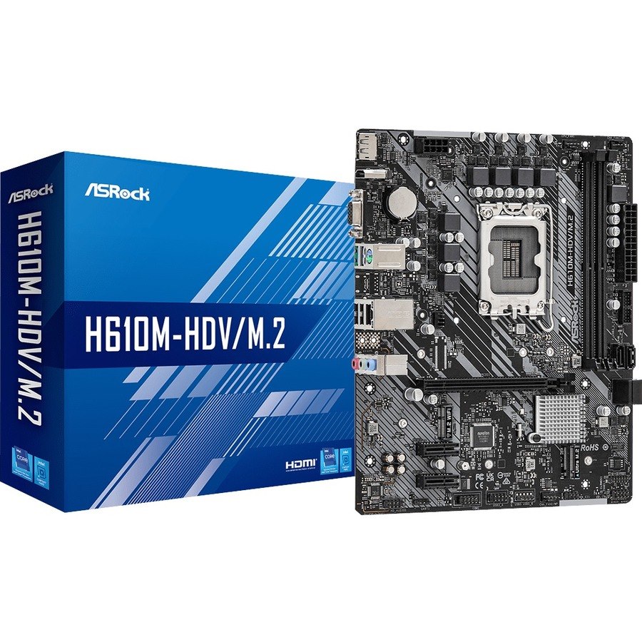 ASRock H610M-HDV/M.2 Desktop Motherboard - Intel H610 Chipset - Socket LGA-1700 - Micro ATX