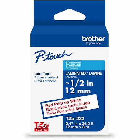 Brother Genuine P-touch TZe231 BK on WHT Label Tape, Laminated, 12mmX8m