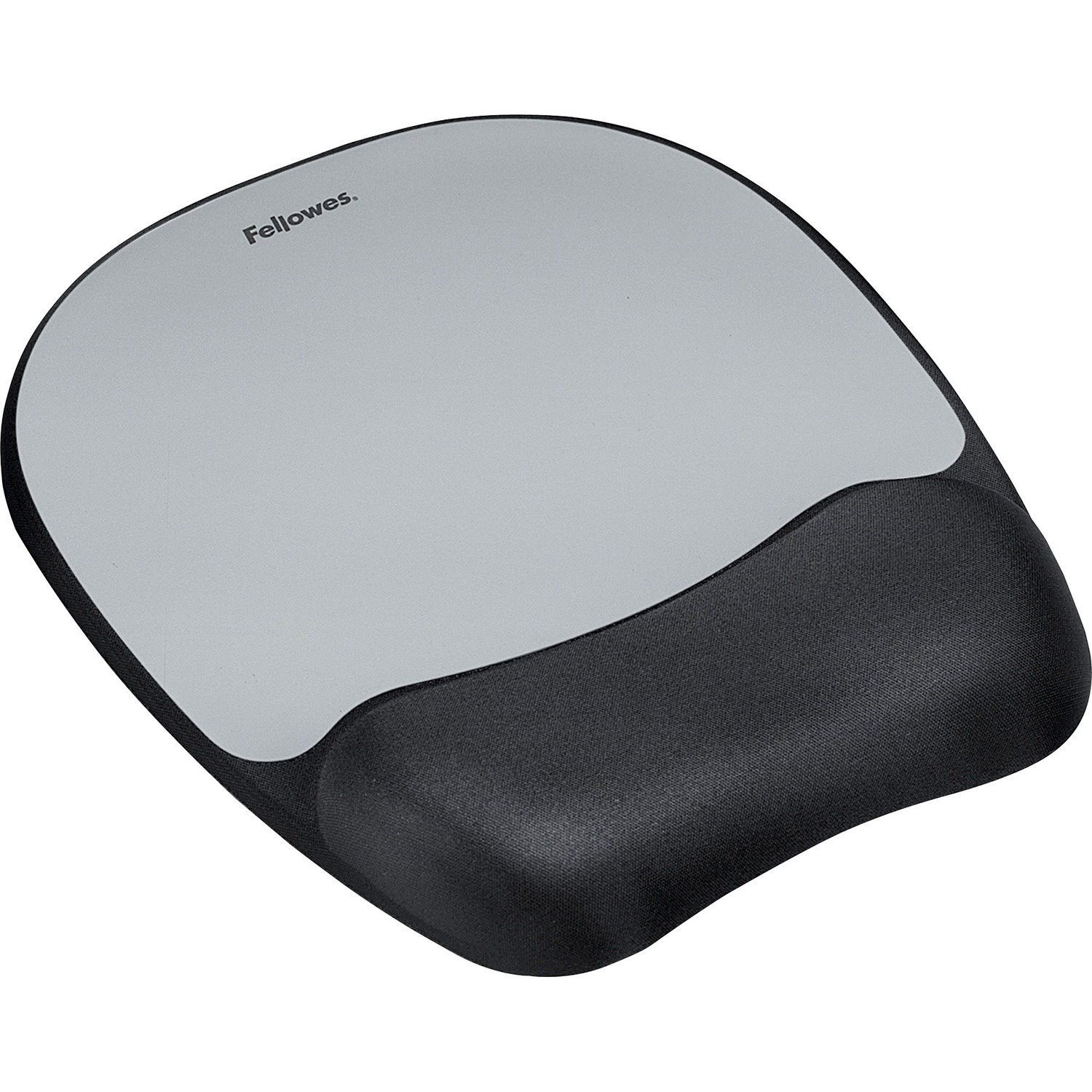 Fellowes&reg; Memory Foam Mouse Pad Wrist Rest - Black/Silver (9175801)