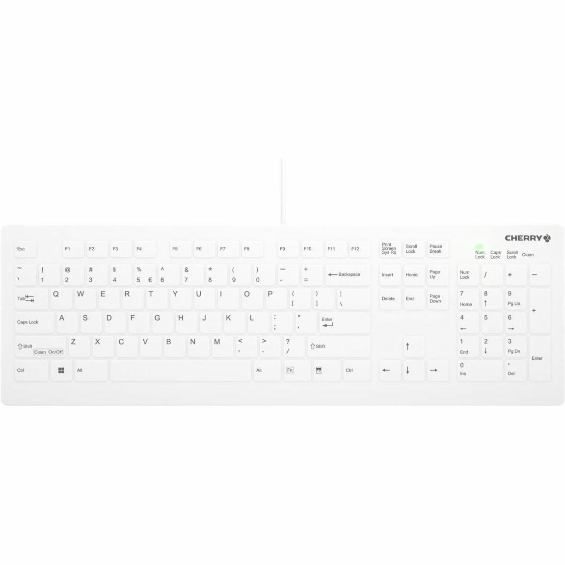 Active Key AK-C8112 Keyboard - Cable Connectivity - USB Type A Interface - White