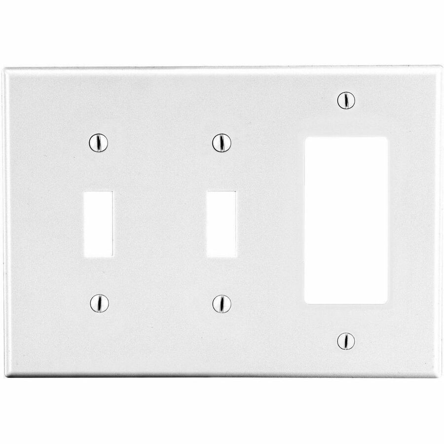 Hubbell Wallplate, 3-G, 2) Tog 1) Decor, WH