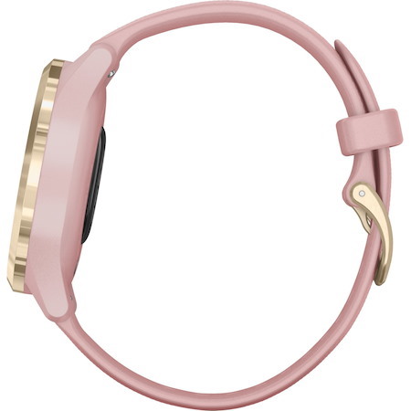 Garmin vívomove 3S GPS Watch - Round Case Shape - 39 mm Case Width - Light Gold Body Color - Dust Rose Case Color - Stainless Steel Body Material - Fiber Reinforced Polymer Case Material - Silicone Band Material