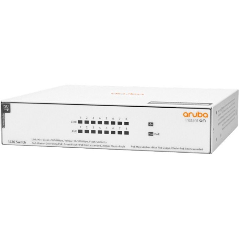 HPE Instant On 1430 8 Ports Ethernet Switch - Gigabit Ethernet - 10/100/1000Base-T