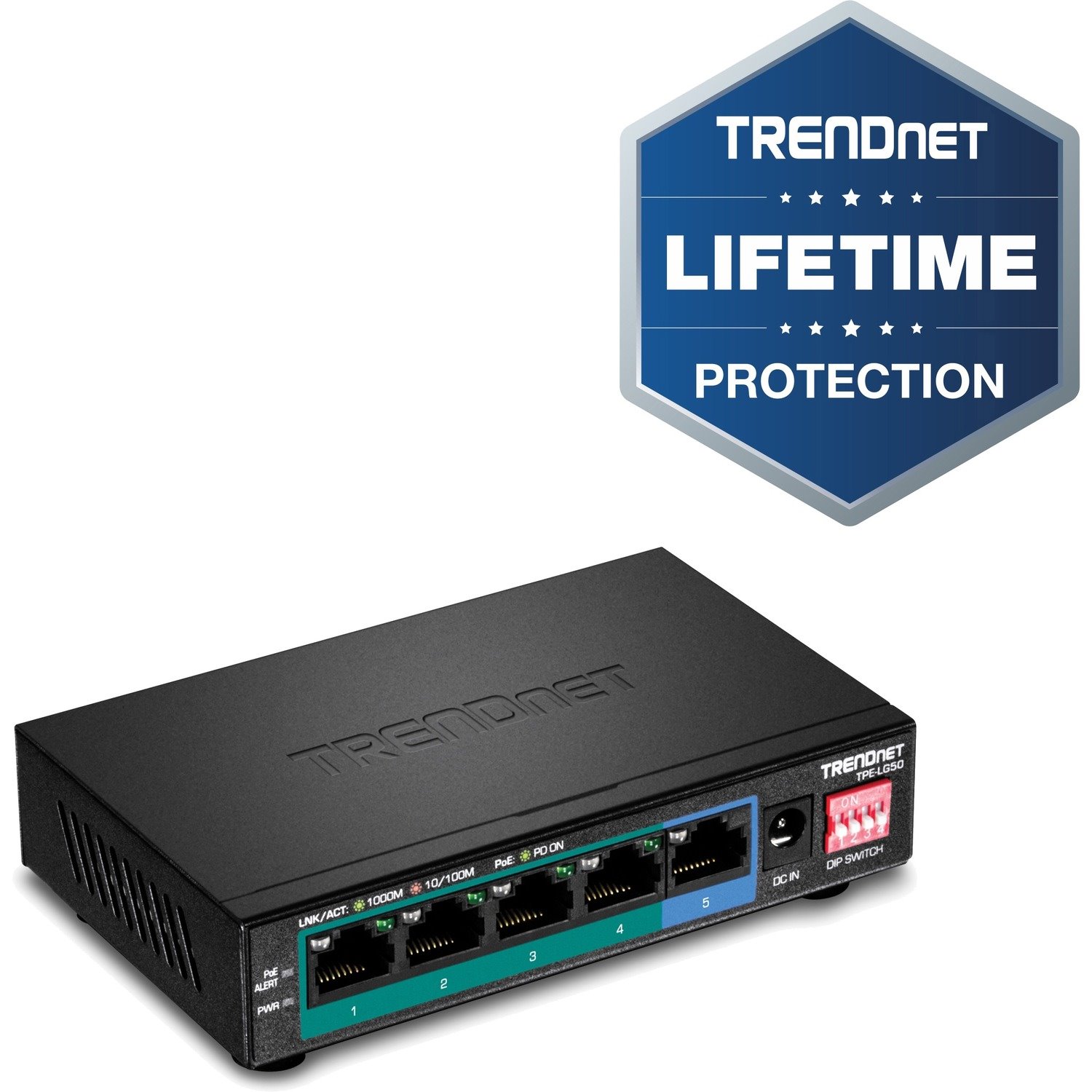 TRENDnet TPE-LG50 5 Ports Ethernet Switch - Gigabit Ethernet - 10/100/1000Base-T - New - TAA Compliant