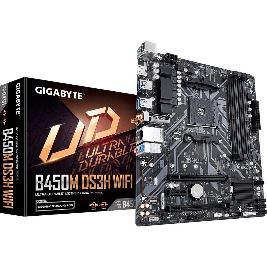 Gigabyte B450M DS3H WIFI Gaming Desktop Motherboard - AMD B450 Chipset - Socket AM4 - Micro ATX