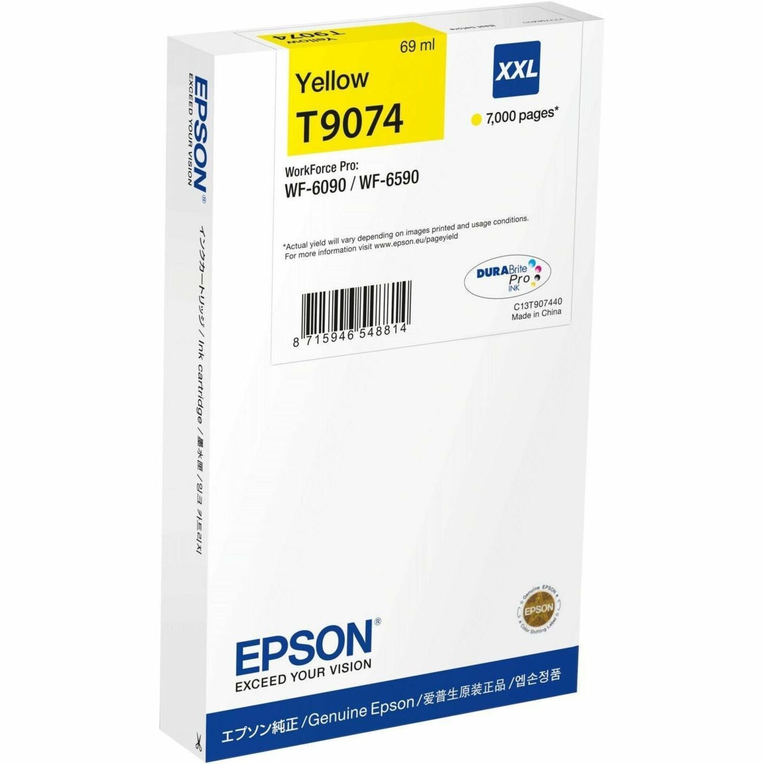 Epson DURABrite Pro T9074 Original XXL Yield Inkjet Ink Cartridge - Yellow Pack