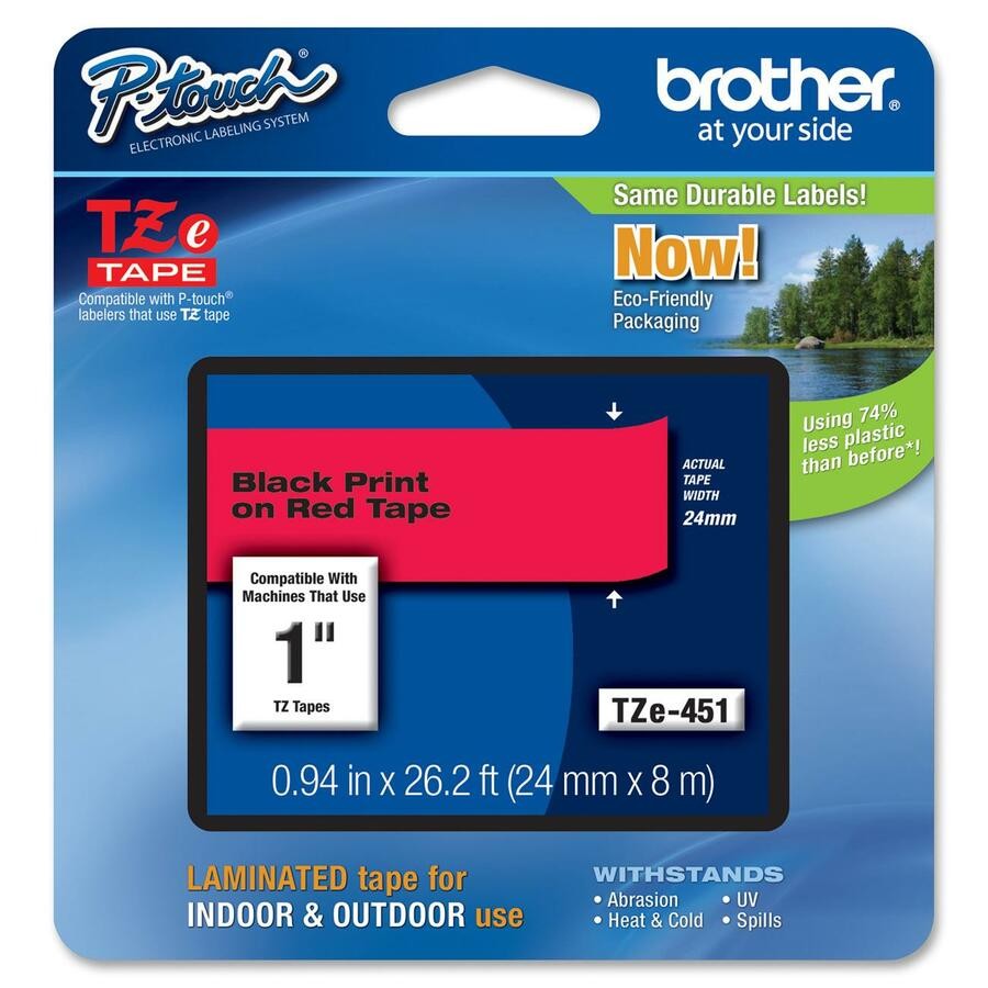 Brother 24mm Black on Red TZE Tape