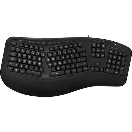 Adesso Tru-Form AKB-150EB Keyboard - Cable Connectivity - USB Interface - RGB LED - English (US) - Black