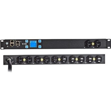 Eaton Metered Input rack PDU, 1U, L5-20P input, 1.92 kW max, 120V, 16A, 10 ft cord, Single-phase, Outlets: (12) 5-20R