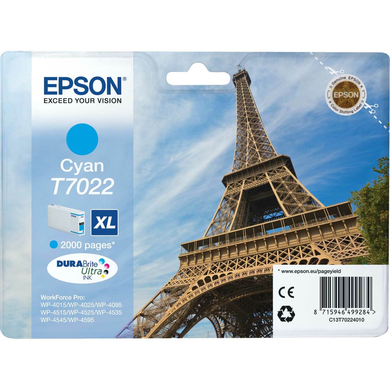 Epson DURABrite Ultra C13T70224010 Original Inkjet Ink Cartridge - Cyan - 1 Pack