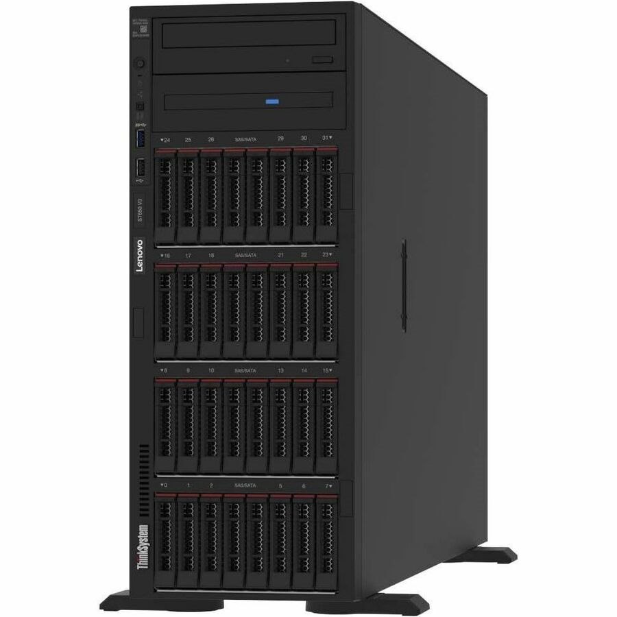 Lenovo ThinkSystem ST650 V3 7D7AA01SAU 4U Tower Server - 1 x Intel Xeon Silver 4410Y 2 GHz - 16 GB RAM - Serial ATA, 12Gb/s SAS Controller