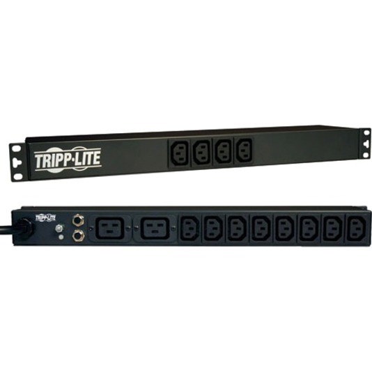 Eaton Tripp Lite Series 1.9-3.8kW Single-Phase 120-240V Basic PDU, 14 Outlets (12 C13 & 2 C19), C20 with 5 Adapters, 10 ft. (3.05 m) Cord, 1U Rack-Mount