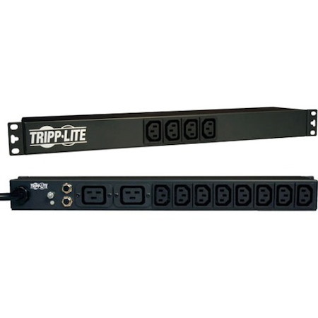 Tripp Lite by Eaton PDU 1.9-3.8kW Single-Phase 120-240V Basic PDU 14 Outlets (12 C13 & 2 C19) C20 with 5 Adapters 10 ft. (3.05 m) Cord 1U Rack-Mount