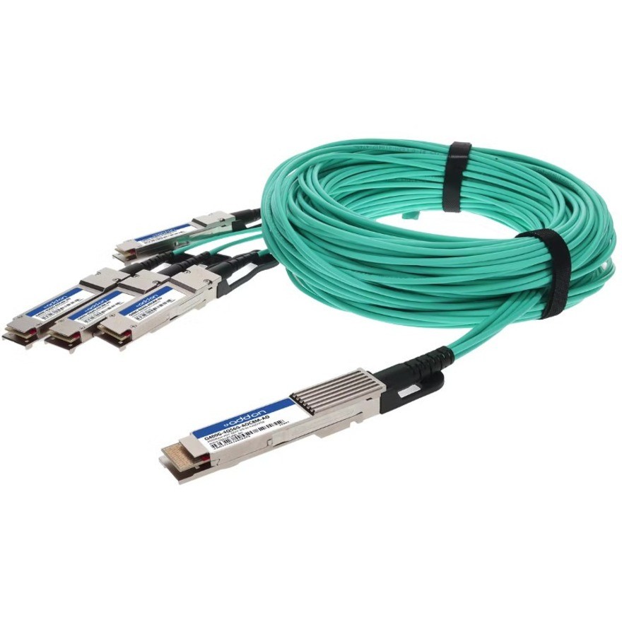 AddOn MSA and TAA Compliant 400GBase-AOC QSFP-DD to 4xQSFP56 PAM-4 Active Optical Cable (850nm, MMF, 8m) CMIS 3.0