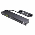 StarTech.com 16-Outlet Horizontal Rack Mount Metered PDU, 1U Server Power Strip w/Surge Protector, 125V/15A, 8ft (2.4m) Power Cord, TAA
