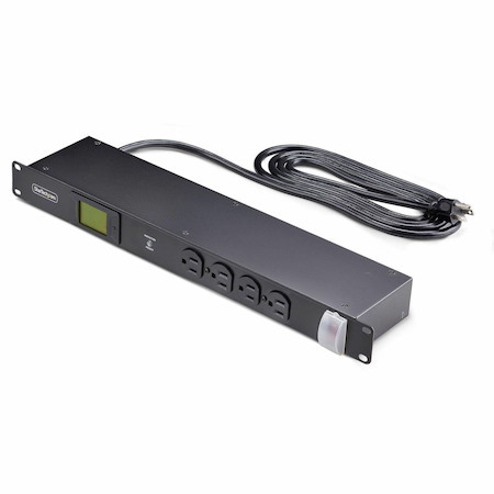 StarTech.com 16-Outlet Horizontal Rack Mount Metered PDU, 1U Server Power Strip w/Surge Protector, 125V/15A, 8ft (2.4m) Power Cord, TAA