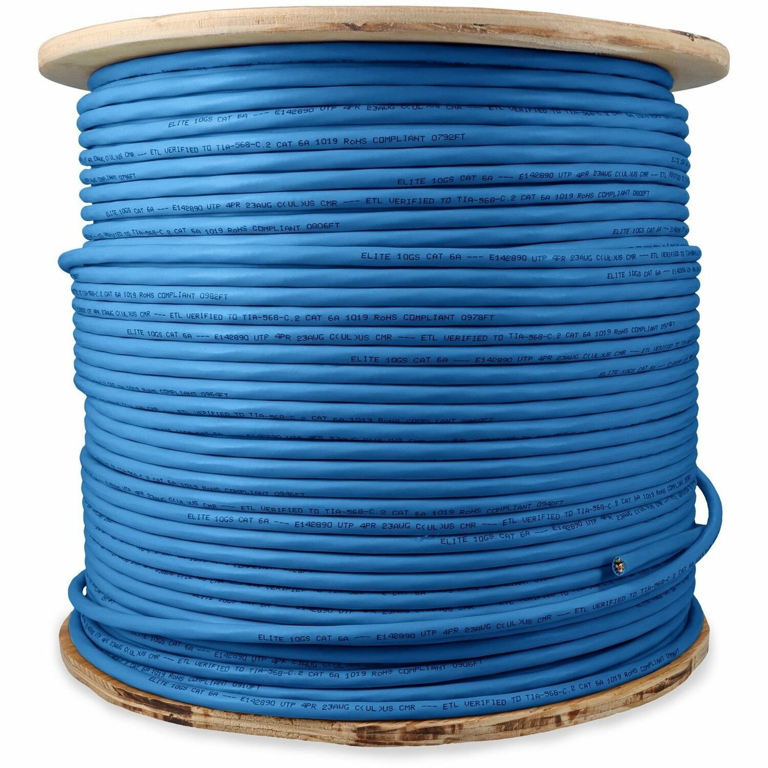 AddOn 500ft Non-Terminated Blue CAT 6A PVC Bulk Cable