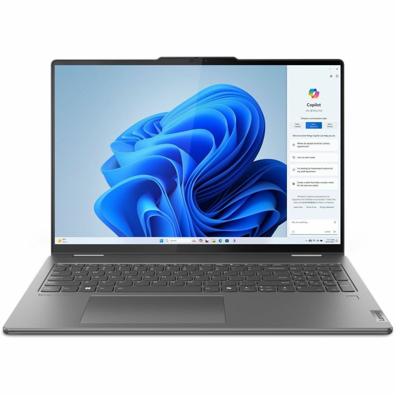 Lenovo Yoga 7 16IML9 83DL0002US 16" Touchscreen Convertible 2 in 1 Notebook - WUXGA - 60 Hz - Intel Core Ultra 7 155U - 16 GB - 1 TB SSD - English (US) Keyboard - Storm Gray