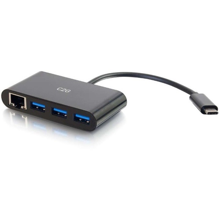 C2G USB/Ethernet Combo Hub - USB Type C - External - Black