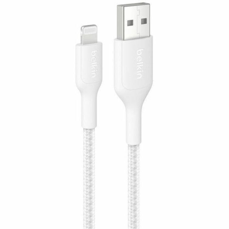 Belkin Braided USB-A Cable with Lightning Connector, 6.6ft/2m, White
