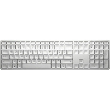 HP 970 Keyboard - Wireless Connectivity - USB Type A, USB Type C, USB Interface - Silver