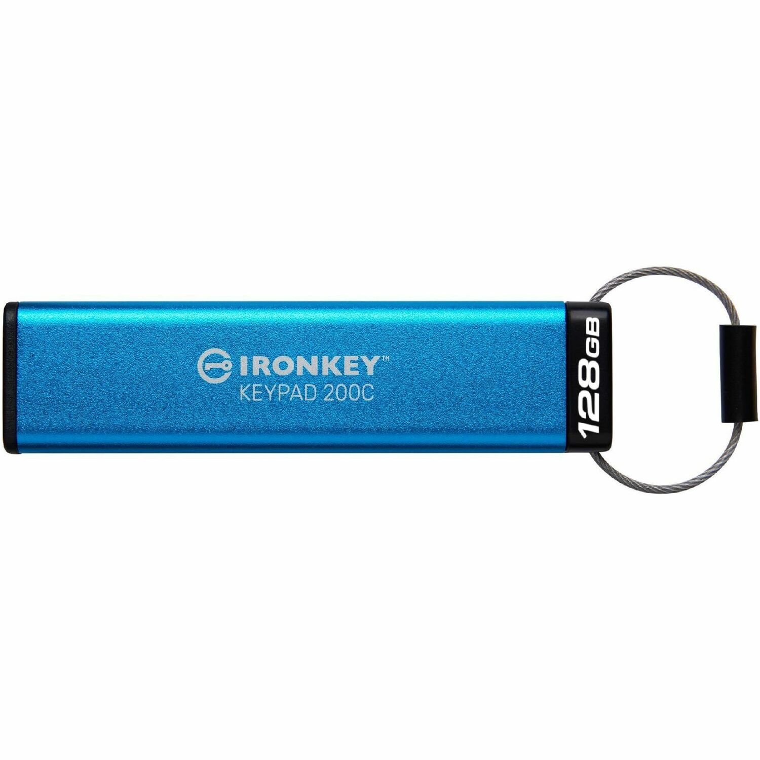 IronKey Keypad 200 128 GB USB 3.2 (Gen 1) Type C Flash Drive - Blue - 256-bit AES, XTS-AES