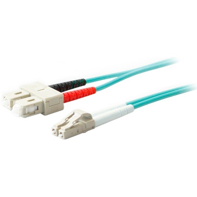 AddOn 1m SC to LC Aqua OM4 Duplex OFNR (Riser-Rated) Fiber Patch Cable