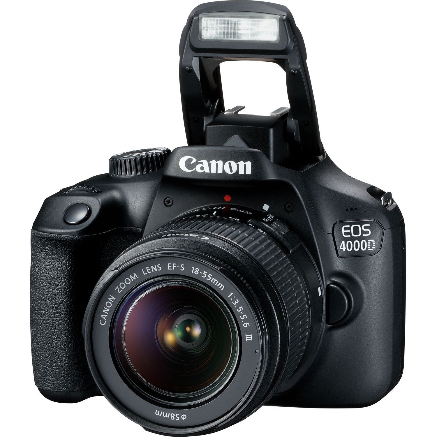 Canon EOS 4000D 18 Megapixel Digital SLR Camera with Lens - 18 mm - 55 mm - Black