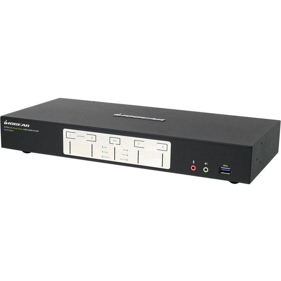 IOGEAR 4-Port 4K Dual View KVMP Switch with HDMI Connection, USB 3.0 Hub and Audio