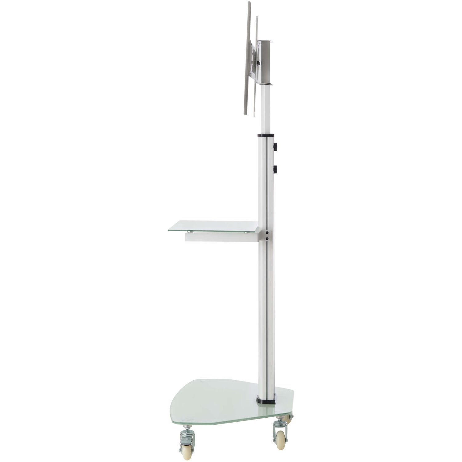Eaton Tripp Lite Series Premier Rolling TV Cart for 37" to 70" Displays, Frosted Glass Base and Shelf, Locking Casters, White
